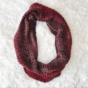 Marled yarn red infinity scarf chunky knit burgundy  scarf